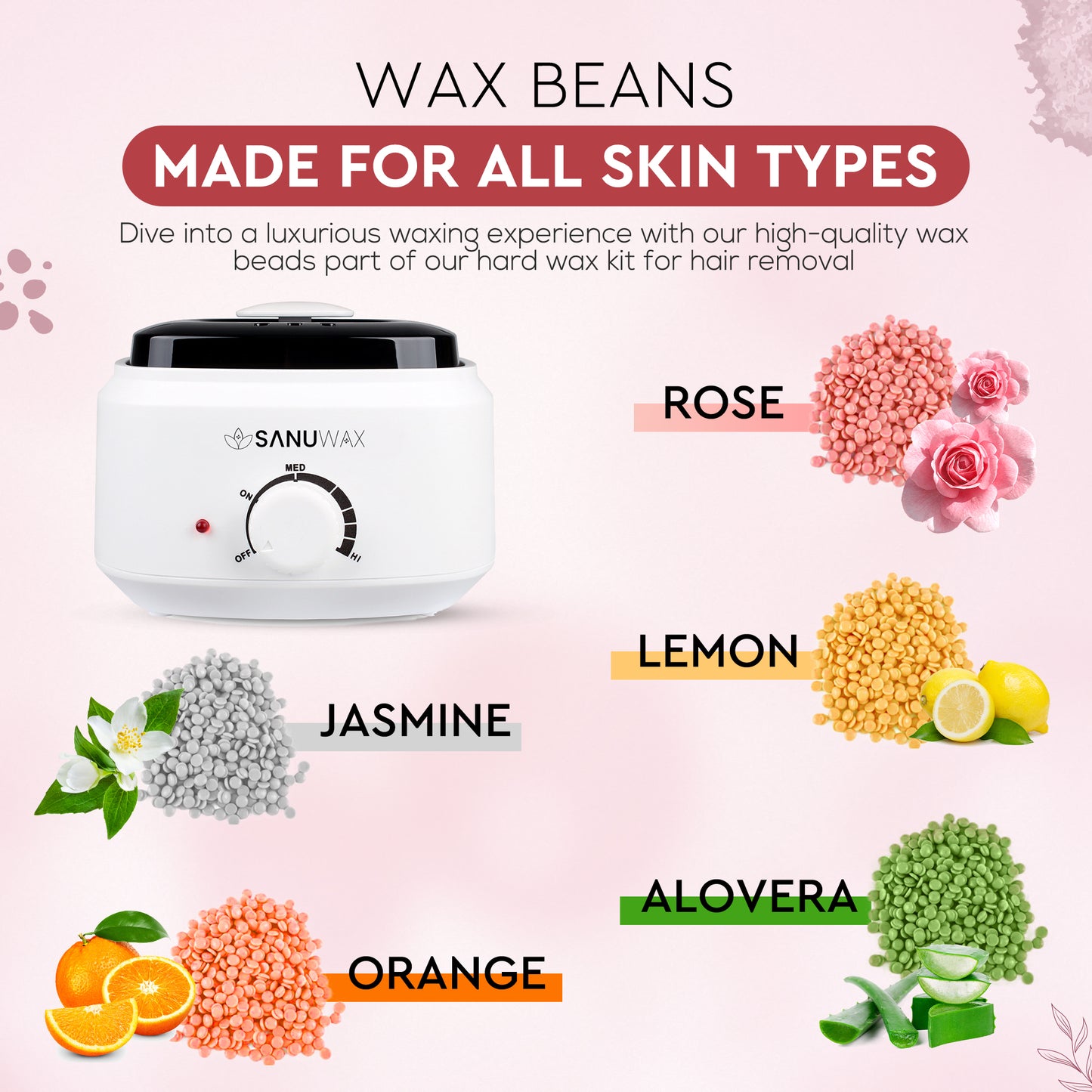 Sanu Wax Home Waxing Kit Black: Digital Wax Warmer Kit for Brazilian Bikini Coarse Hair Removal with 14oz Hard Wax Beads for Eyebrow, Legs, Armpit, Face, and Pre & After Wax Spray