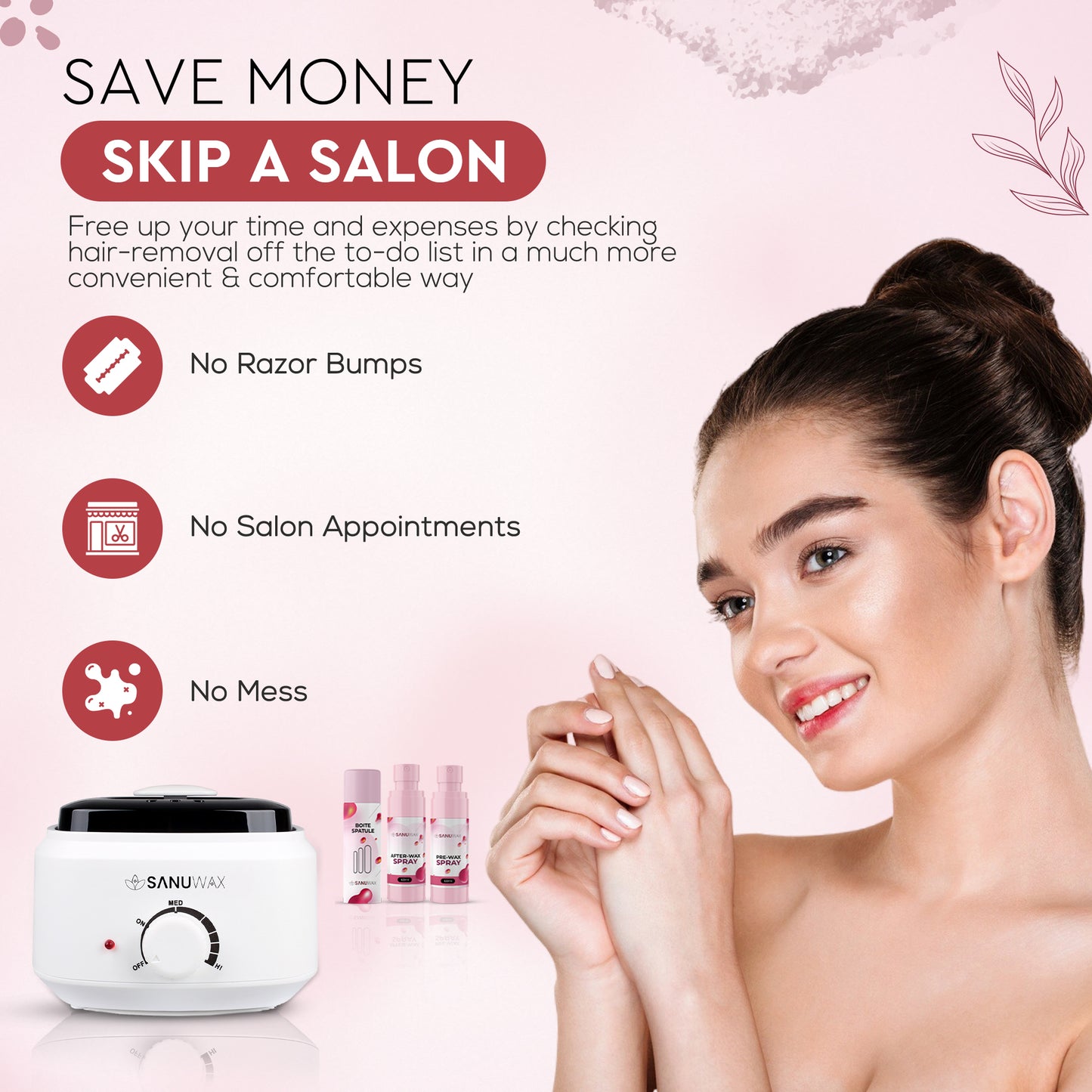 Sanu Wax Home Waxing Kit Black: Digital Wax Warmer Kit for Brazilian Bikini Coarse Hair Removal with 14oz Hard Wax Beads for Eyebrow, Legs, Armpit, Face, and Pre & After Wax Spray