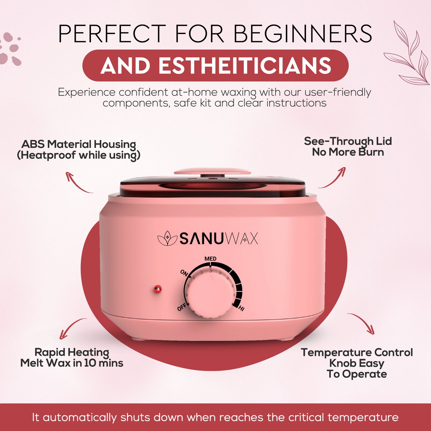Sanu Wax Home Waxing Kit Black: Digital Wax Warmer Kit for Brazilian Bikini Coarse Hair Removal with 14oz Hard Wax Beads for Eyebrow, Legs, Armpit, Face, and Pre & After Wax Spray